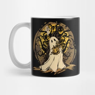 Halloween Pumpkin, Ghosts and  Skeletons Graphic Mug